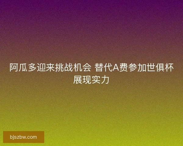 阿瓜多迎来挑战机会 替代A费参加世俱杯展现实力